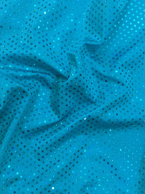 Baby Flittered Lycra material - TURCHESE